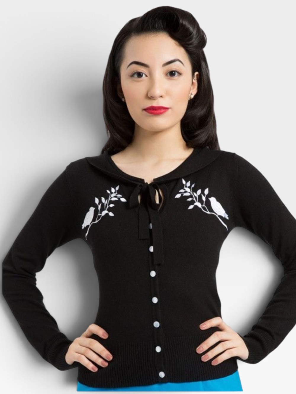 Rare Voodoo Vixen Embroidered Bird Cardigan in Black, Large, EUC